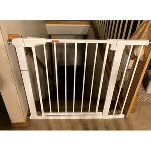 New Baby Gate for Stairs, 29.6"-46" Pressure Mounted Pet Gate, Walk Through Door